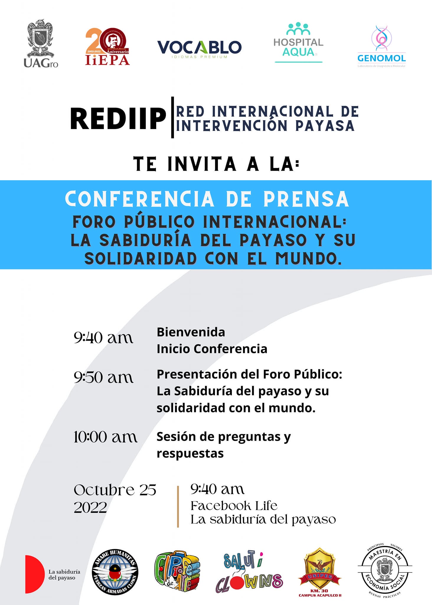 Participantes en actividad de payasería social